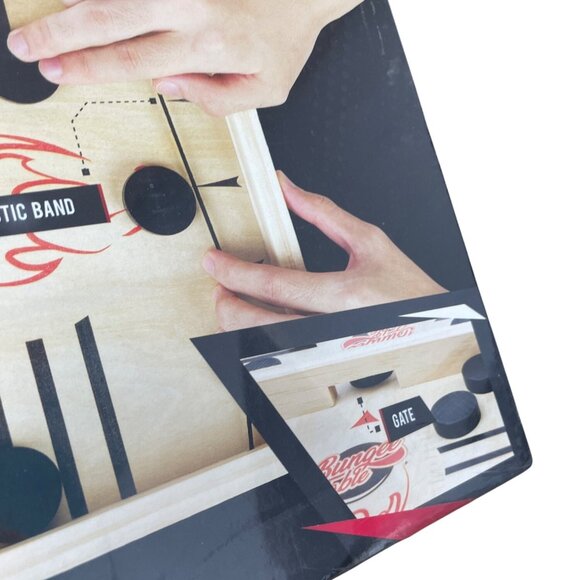 Bungee Table Wooden Fast-Paced Game Set With Elastic Bands Pucks SKU 9417 - Picture 4 of 10